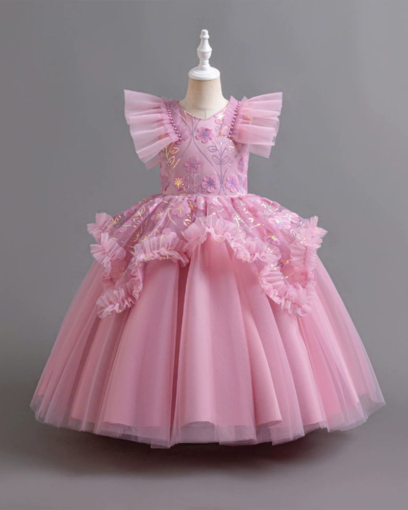 🌺Secret Garden: Tiered Tulle Dress with Unexpected 3D Floral Accents 💫