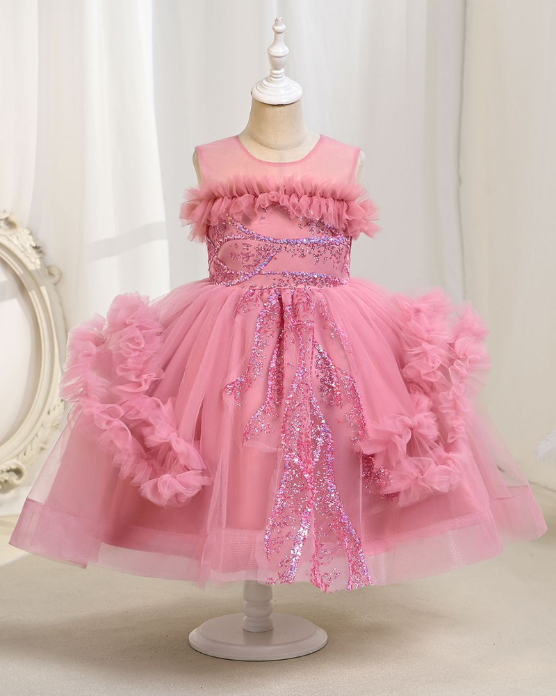 ✨Twinkle Blossom: Sequin-Embellished Tulle Flower Girl Dress🌸