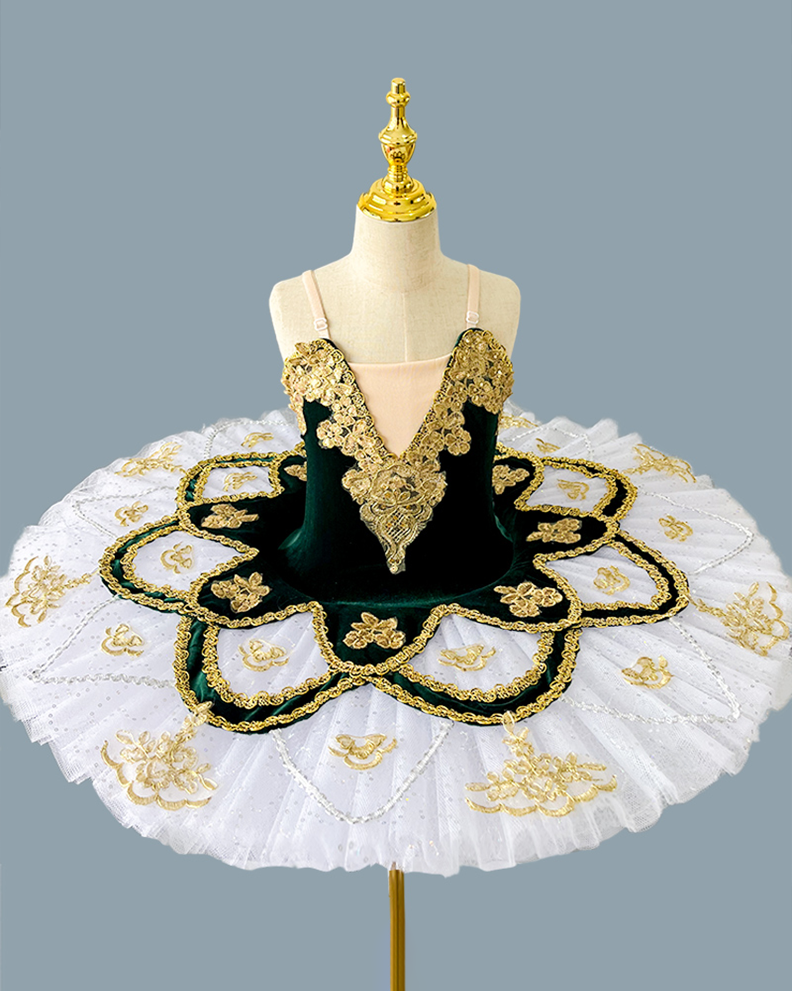 🌟 Swan Tutu Dress – Gold-Embroidered Elegance 🌟