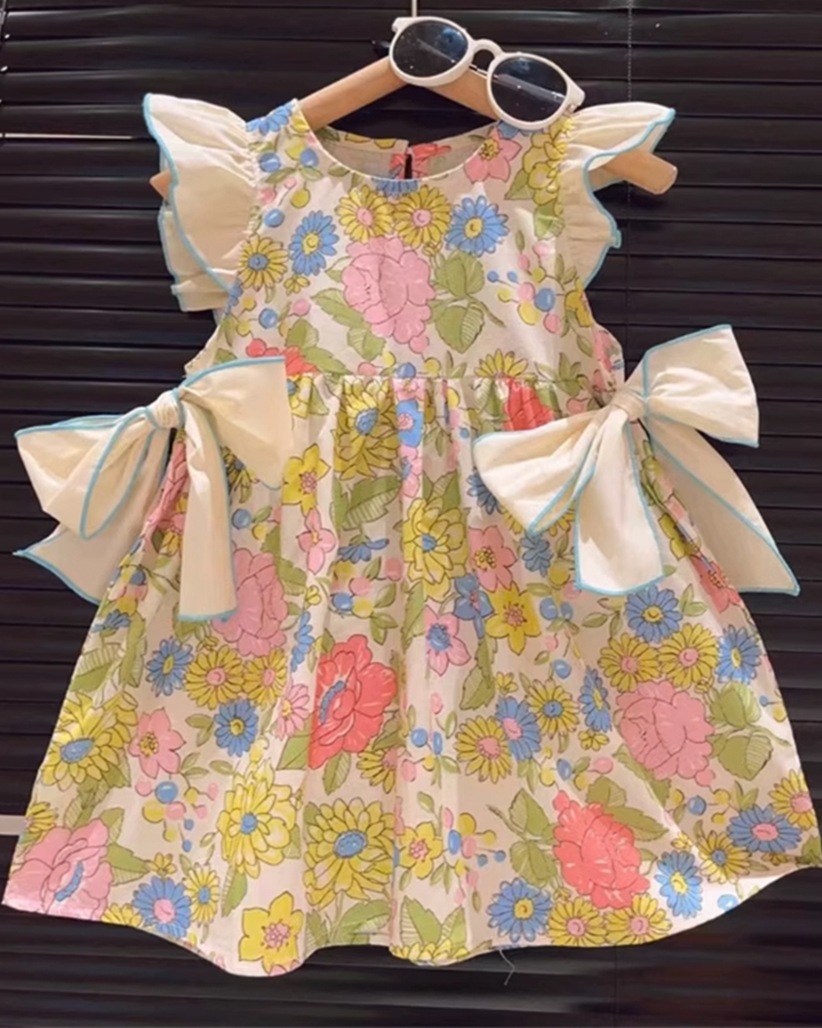 🌿 Butterflies Garden Dress – Whimsical Hand-Painted Florals 🌼