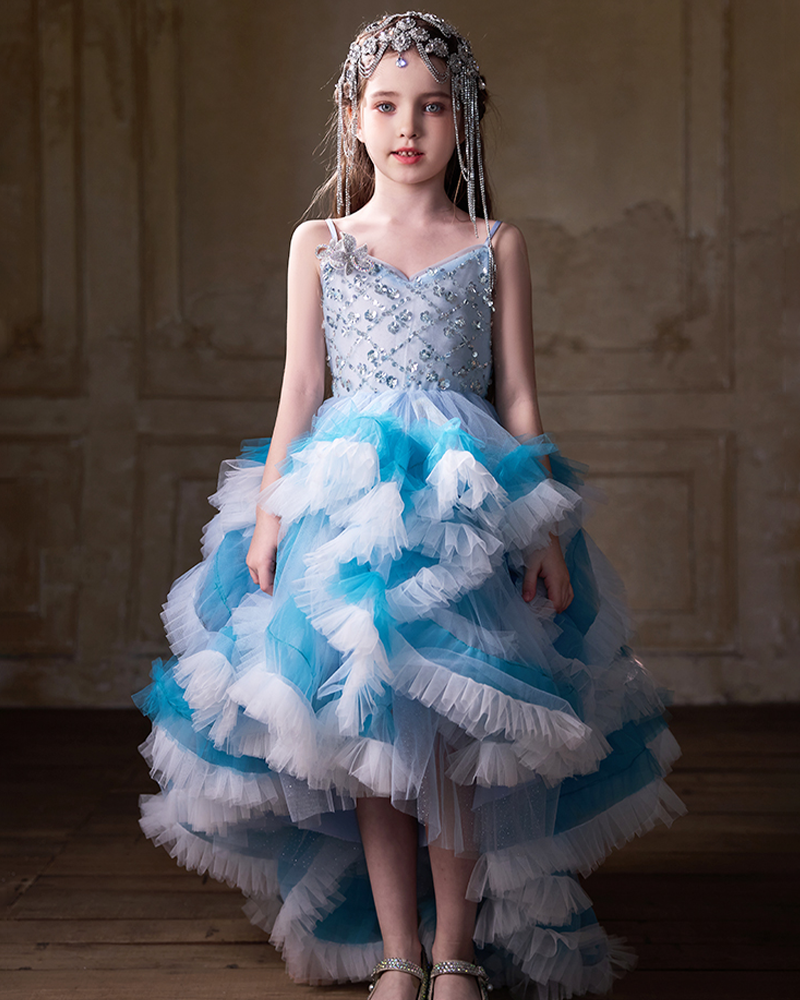 🌊Azure Sonata" Couture Dress – A Symphony in Silk & Tulle🌊