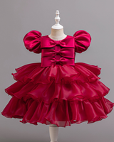 🎀 Bow Charm Cake Dress – Puff Sleeves & Princess Layers ✨