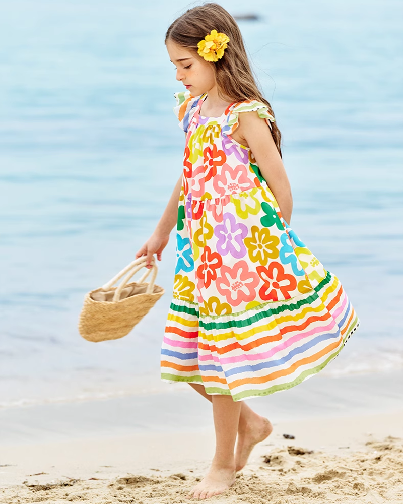🌸 French Bloom Stripe Dress – Petals, Play & Plenty of Twirls 🌈