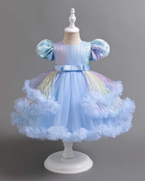 🖌️Doodle Chic: Color-Stroke Tulle Dress with Playful High-Low Silhouette💫