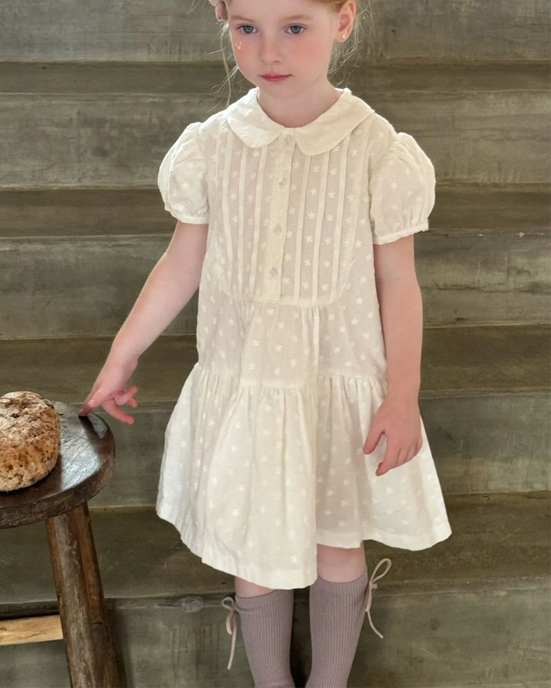 ☁️Cream Cotton Peter Pan Collar Dress – Timeless Sweetness☁️