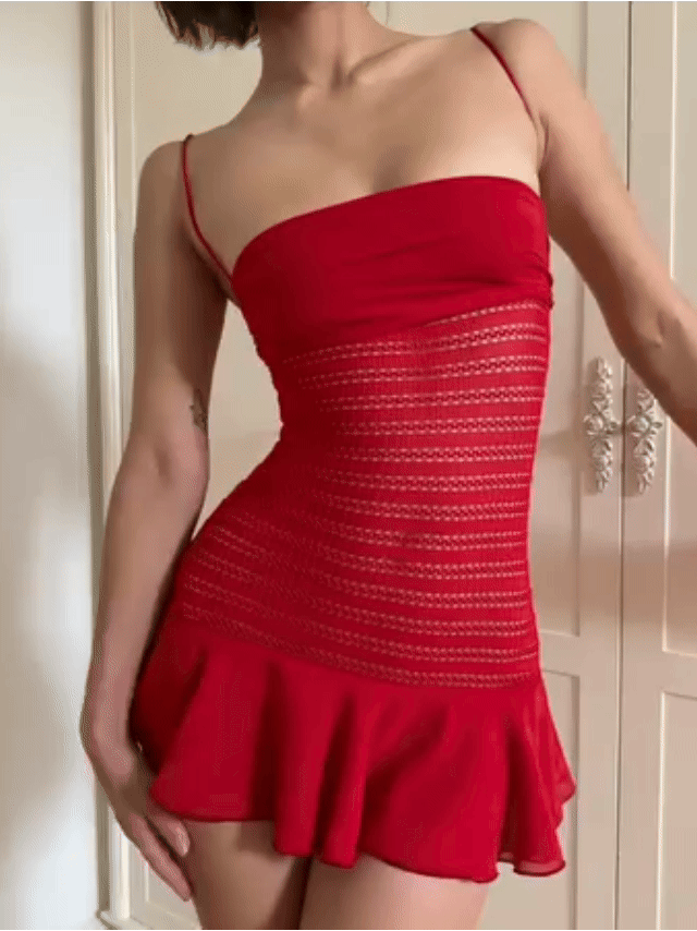 Raspberry Radiance Lace-Contour Min Dress