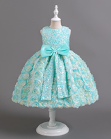 🌹Sparkling Rose Princess Dress – Sequin Bodice & Dramatic Bow ✨