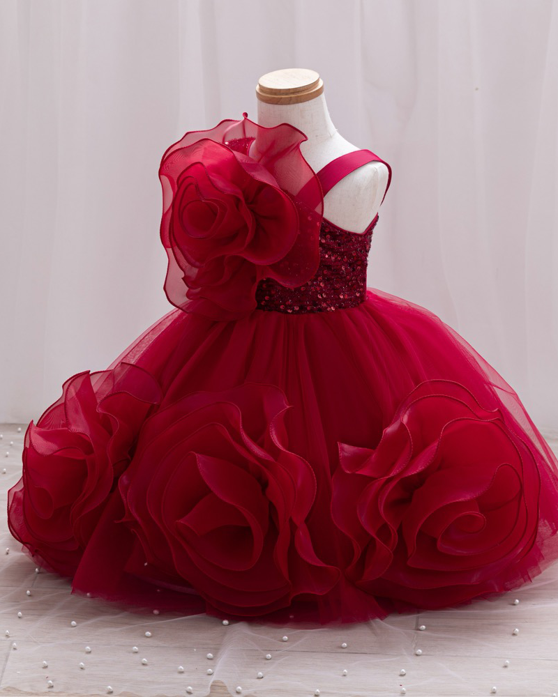 🌸Blooming Fantasy : 3D Floral Princess Dress with Voluminous Tulle Skirt 👑