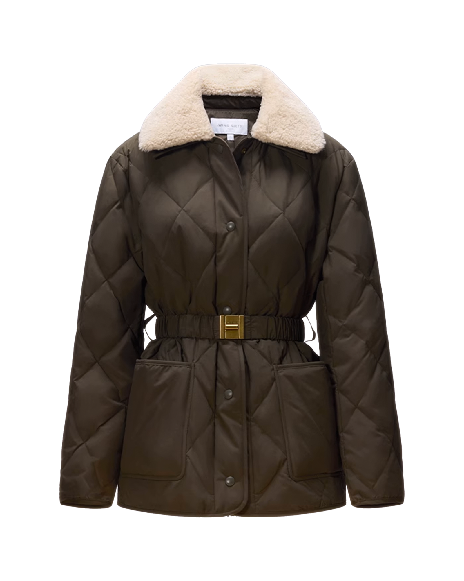 Ultra-Light Quilted Down Coat with Removable Fur Collar
