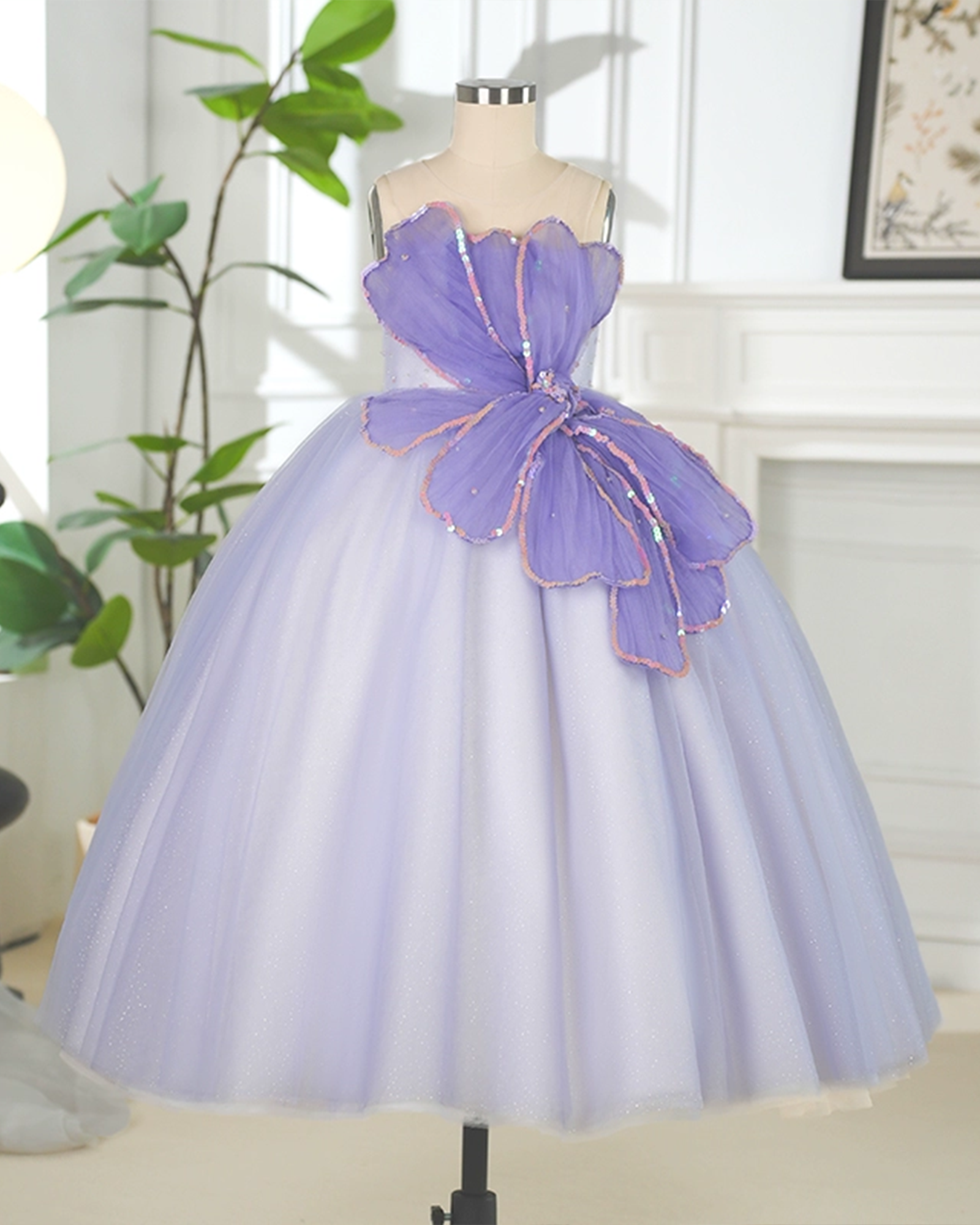 🌺Blossom Princess Gown – Ethereal Tulle Dress with 3D Floral Accents