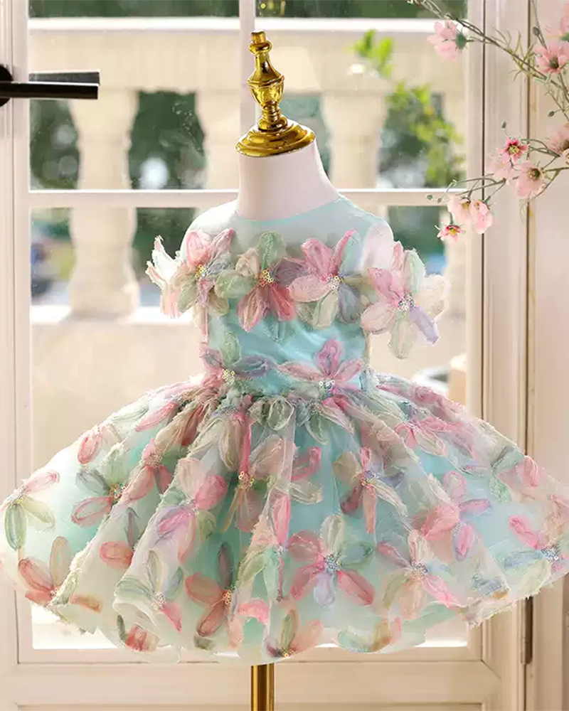 🌸Peppermint Garden" 3D Floral Dress – Where Fresh Meets Fancy🌸
