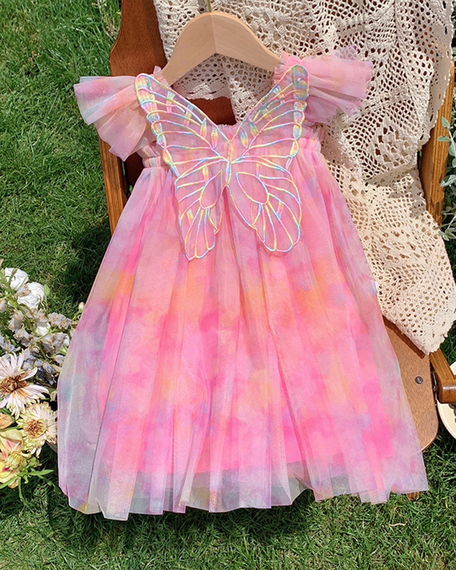 🌸 Sleeveless Tulle Dress – Statement Back Bow 🌸