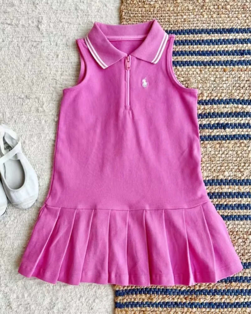 🎀 Pink Polo Zip-Up Dress – Sporty, Sweet & Summer-Ready ☀️