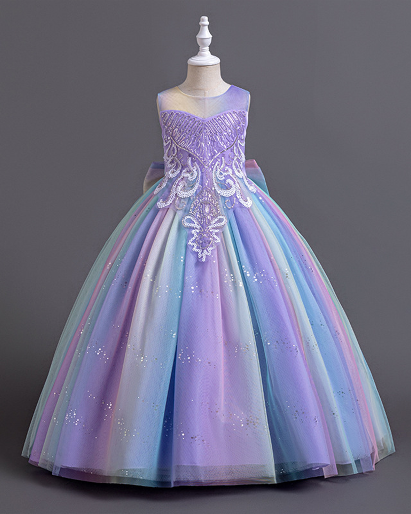 🌟Rainbow Sequin Dress – Ombré Tulle & Glitter Blooms 🌟