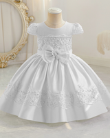 🎀 Lace Panel Princess Dress – Bow-Tied & Beautifully Layered ✨