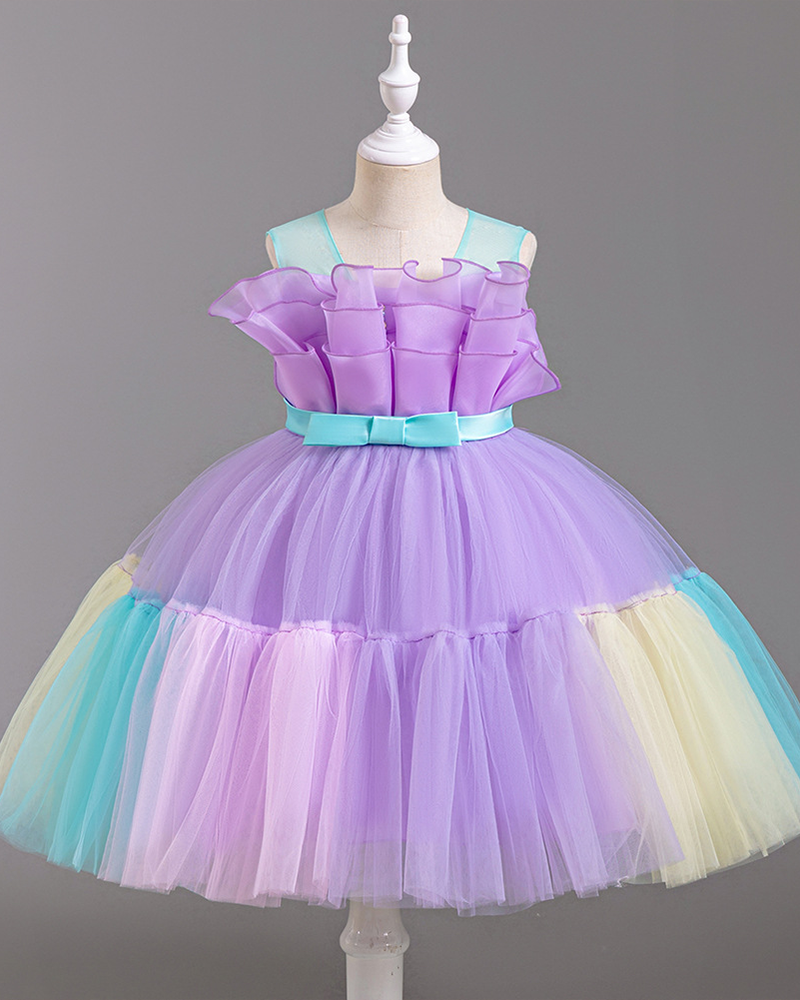 🎀Sugar Rush: Candy-Colored Tiered Tulle Gown🍭