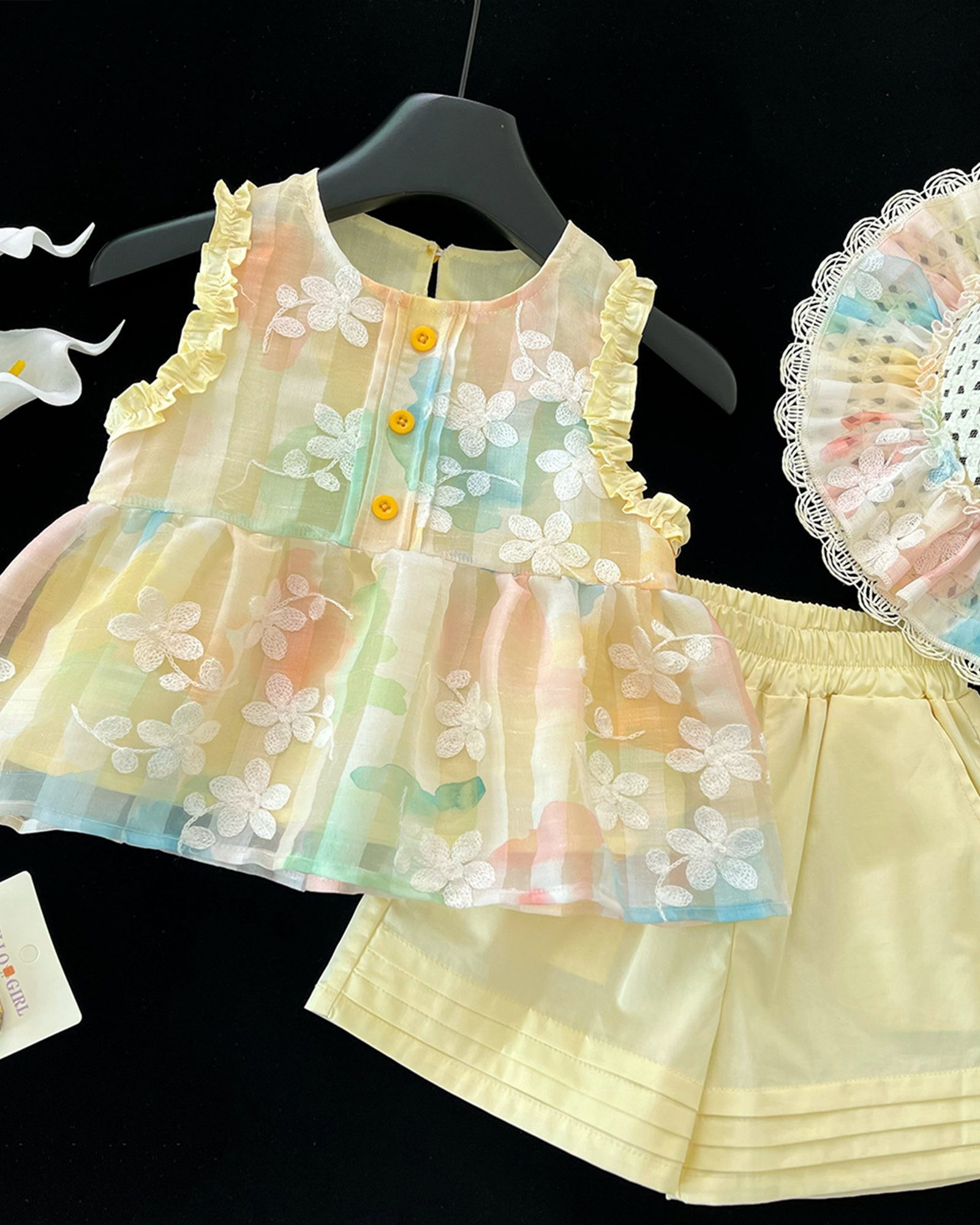 🌸 Pastel Mesh Set – Embroidered Charm 🦋