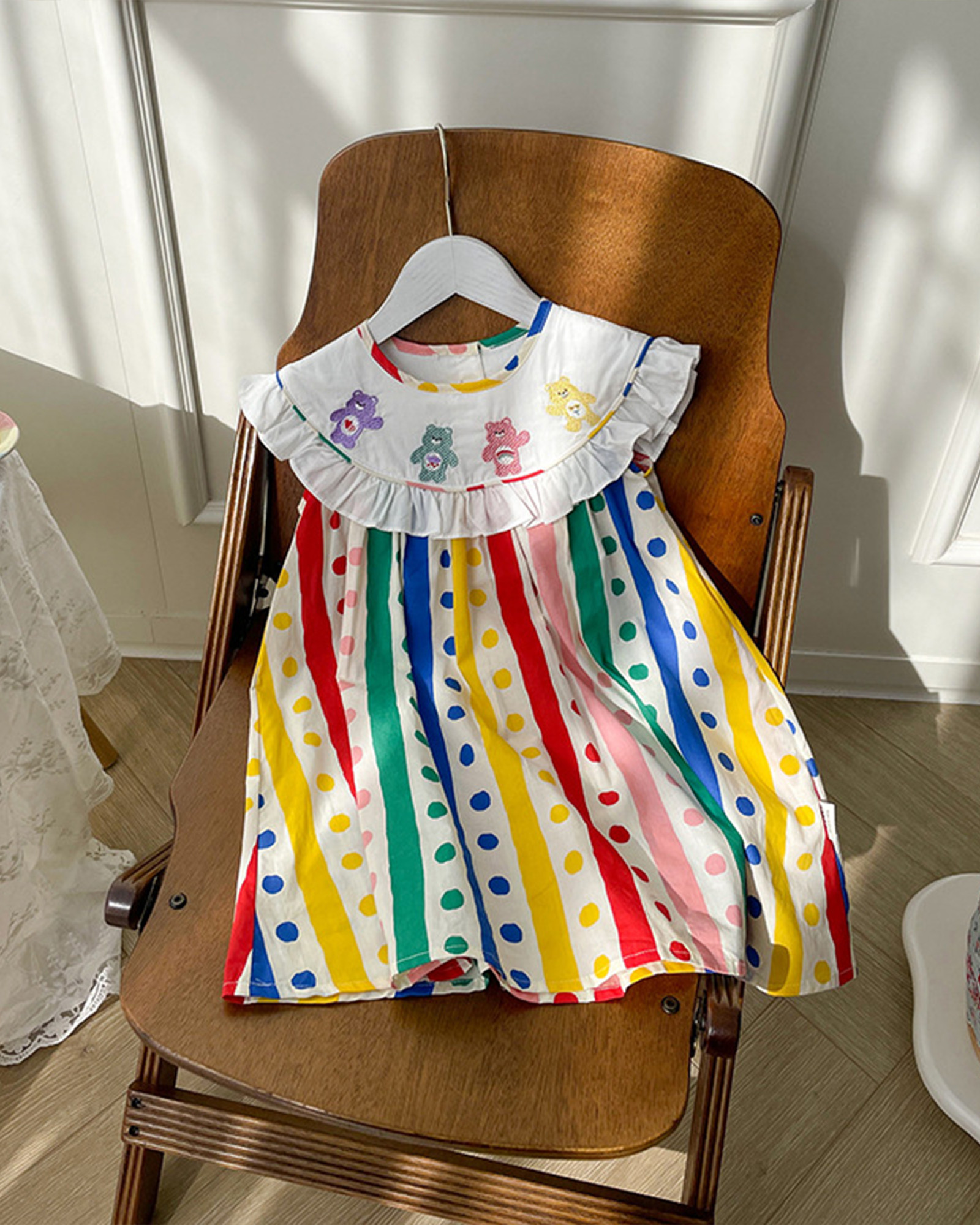 🌈 Polka Bear Dress – Breezy A-Line 🌟*