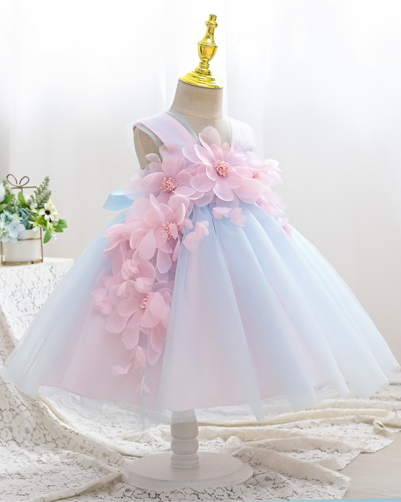🌸Garden Whispers: 3D Floral Tulle Dress for Ethereal Elegance ✨