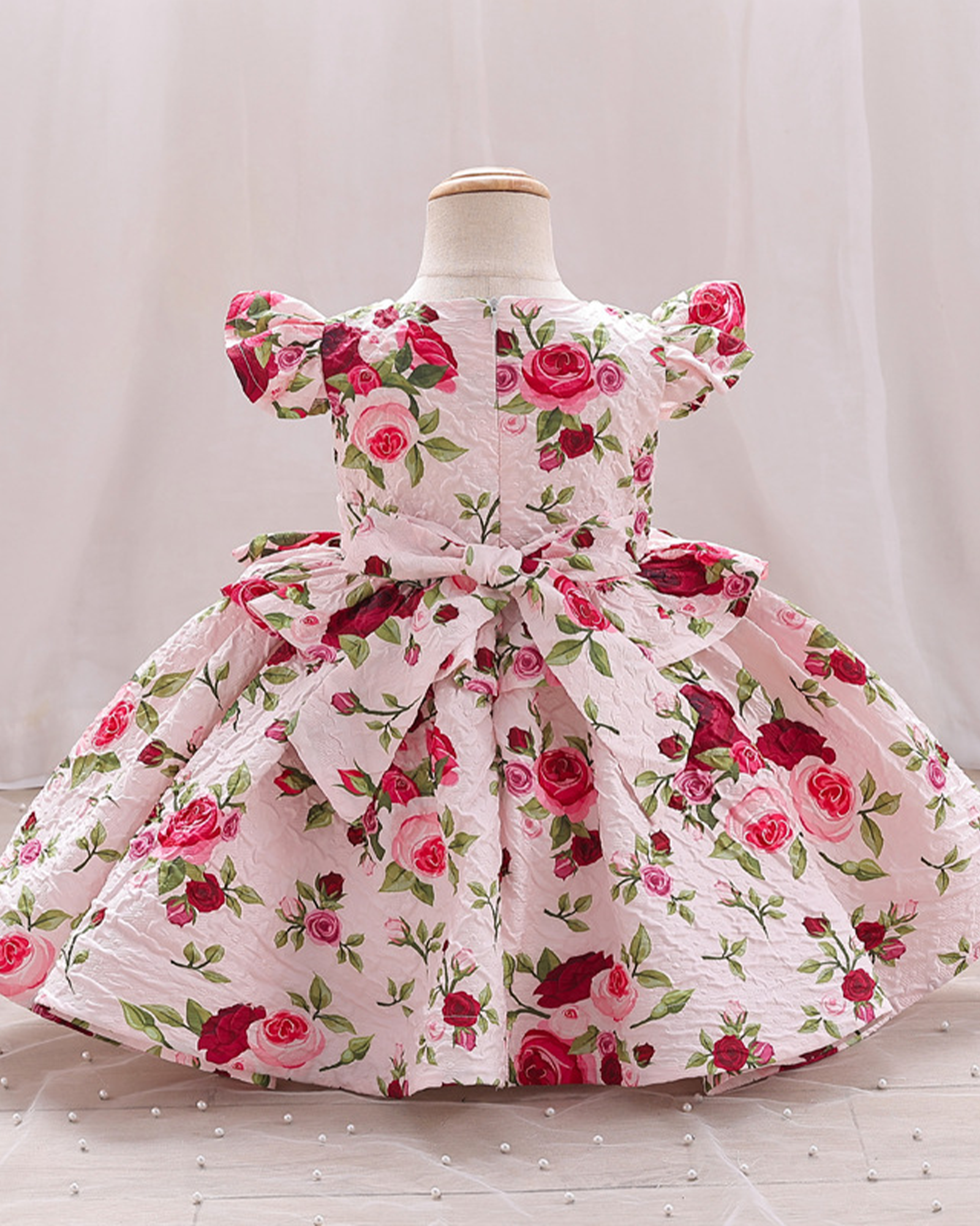 🌹Rose Garden Princess Dress – Textured Elegance with Double-Layer Skirt ✨