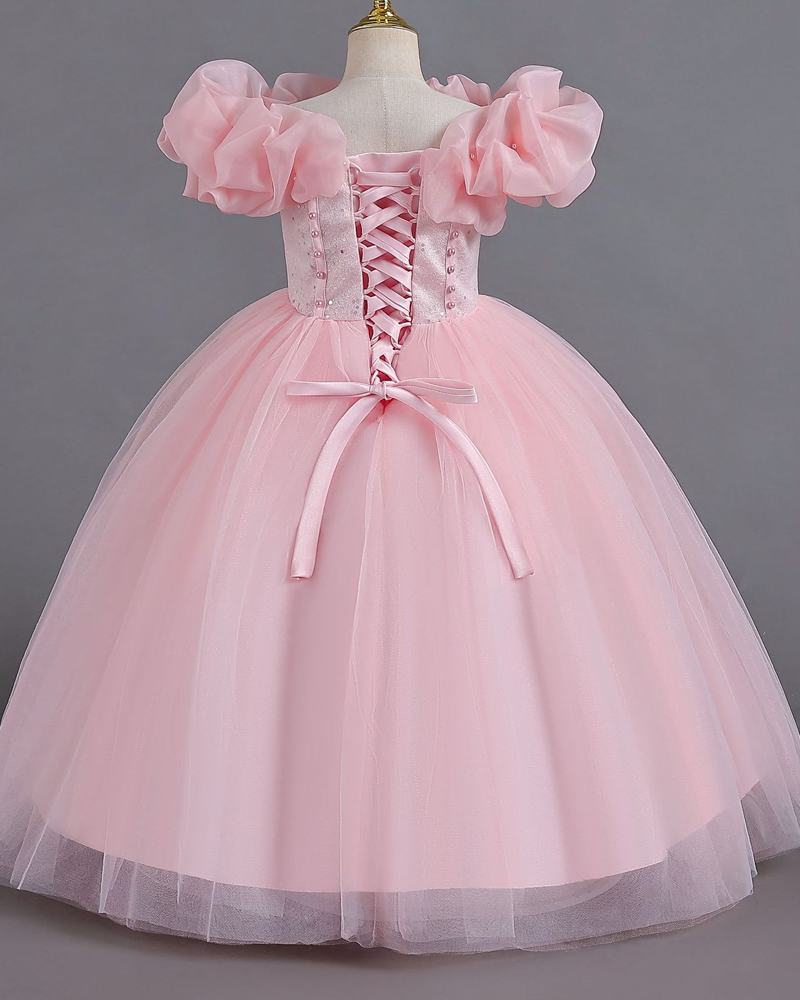 👑 Off-Shoulder Bow Tie Princess Dress – For Twirls & Fairy Dreams ✨