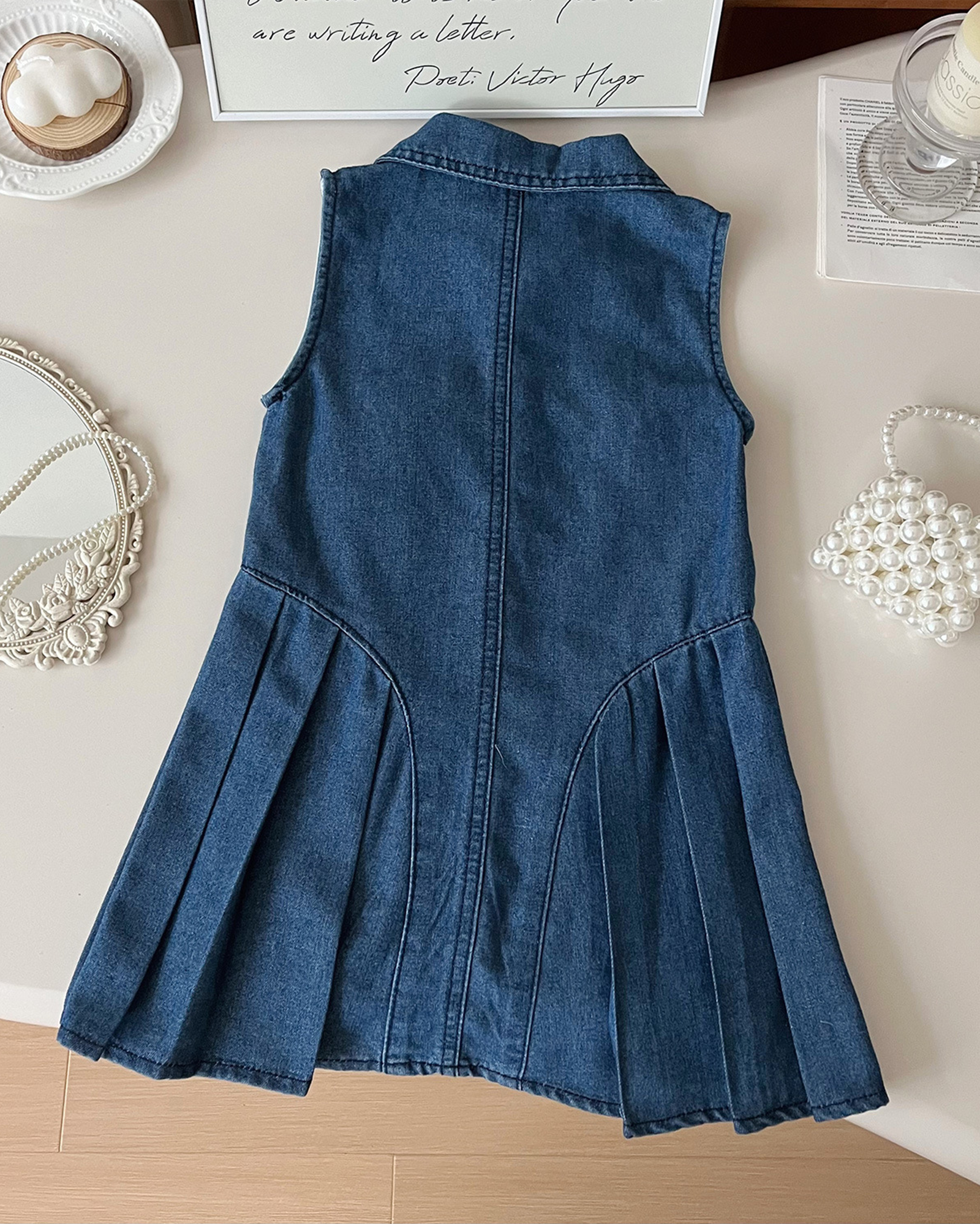 🦋 Denim A-Line Dress – Pocket & Pleats 🦋