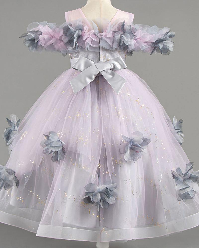 🌺Sweetheart Blossom: Off-Shoulder Floral Dress for Little Princesses👑
