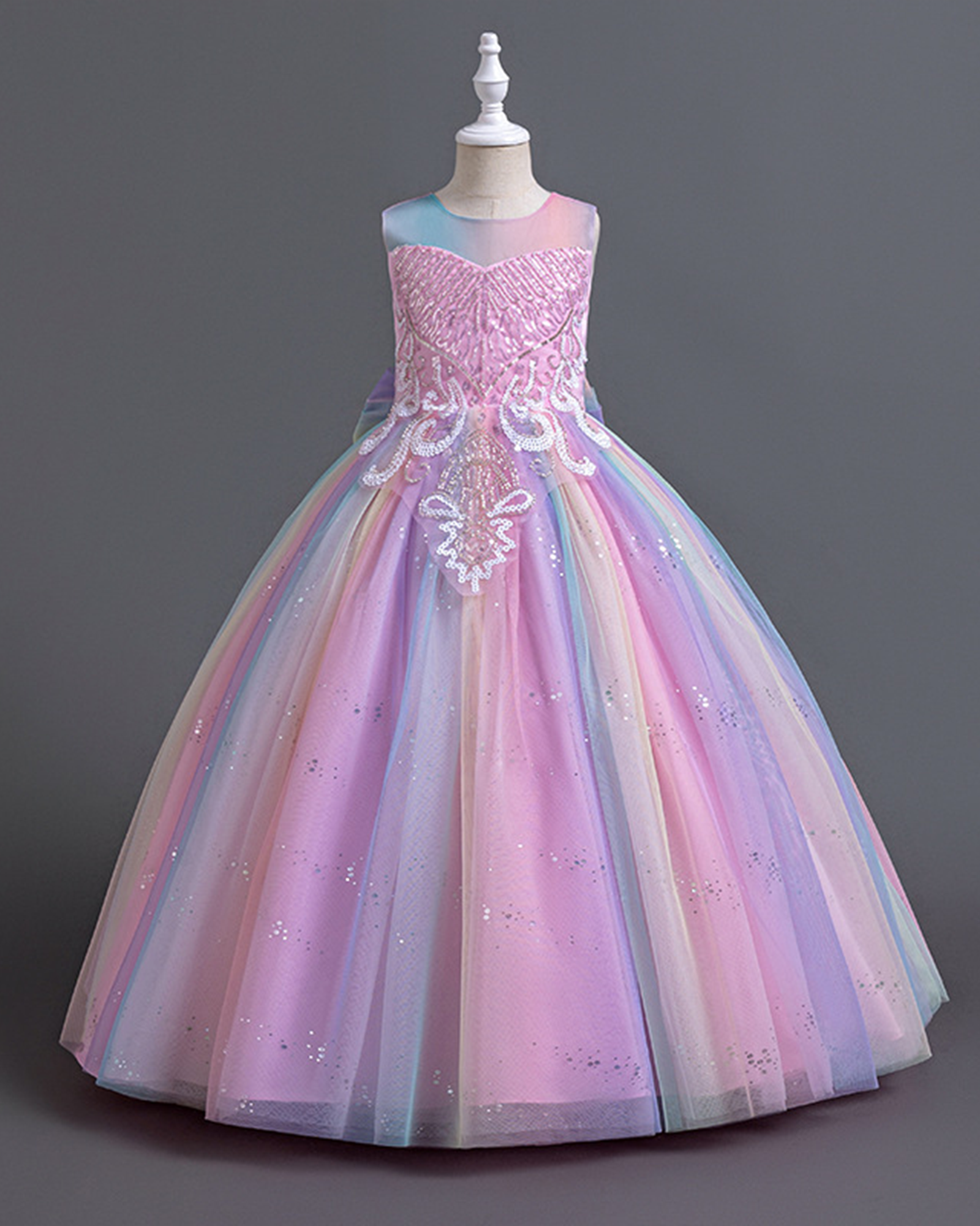 🌟Rainbow Sequin Dress – Ombré Tulle & Glitter Blooms 🌟