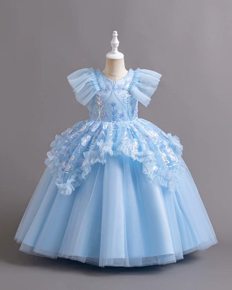 🌺Secret Garden: Tiered Tulle Dress with Unexpected 3D Floral Accents 💫