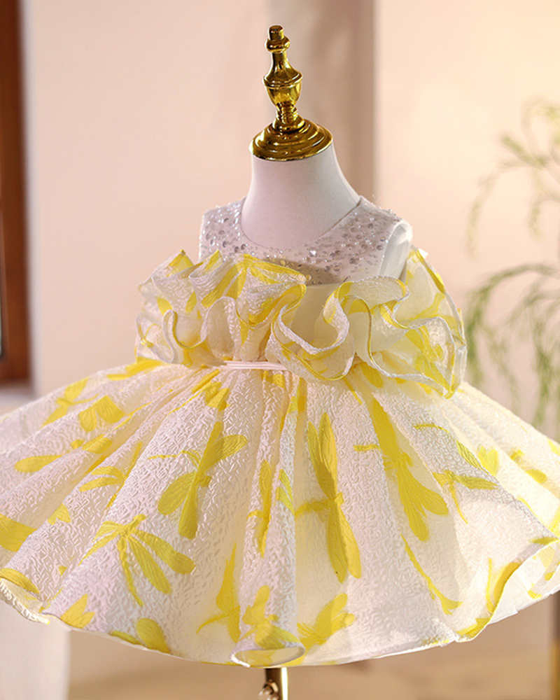 🎇Radiant Ruffle: High-Shine Sequined Dress with Dramatic Hoop Skirt💫