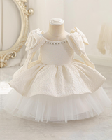 🎀Double Twirl: Tiered Flower Girl Dress with Shoulder Bow Accents✨