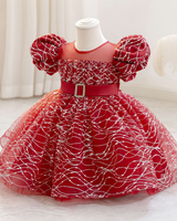 ✨Wave Sequin Ballgown – Satin Sash Magic ✨