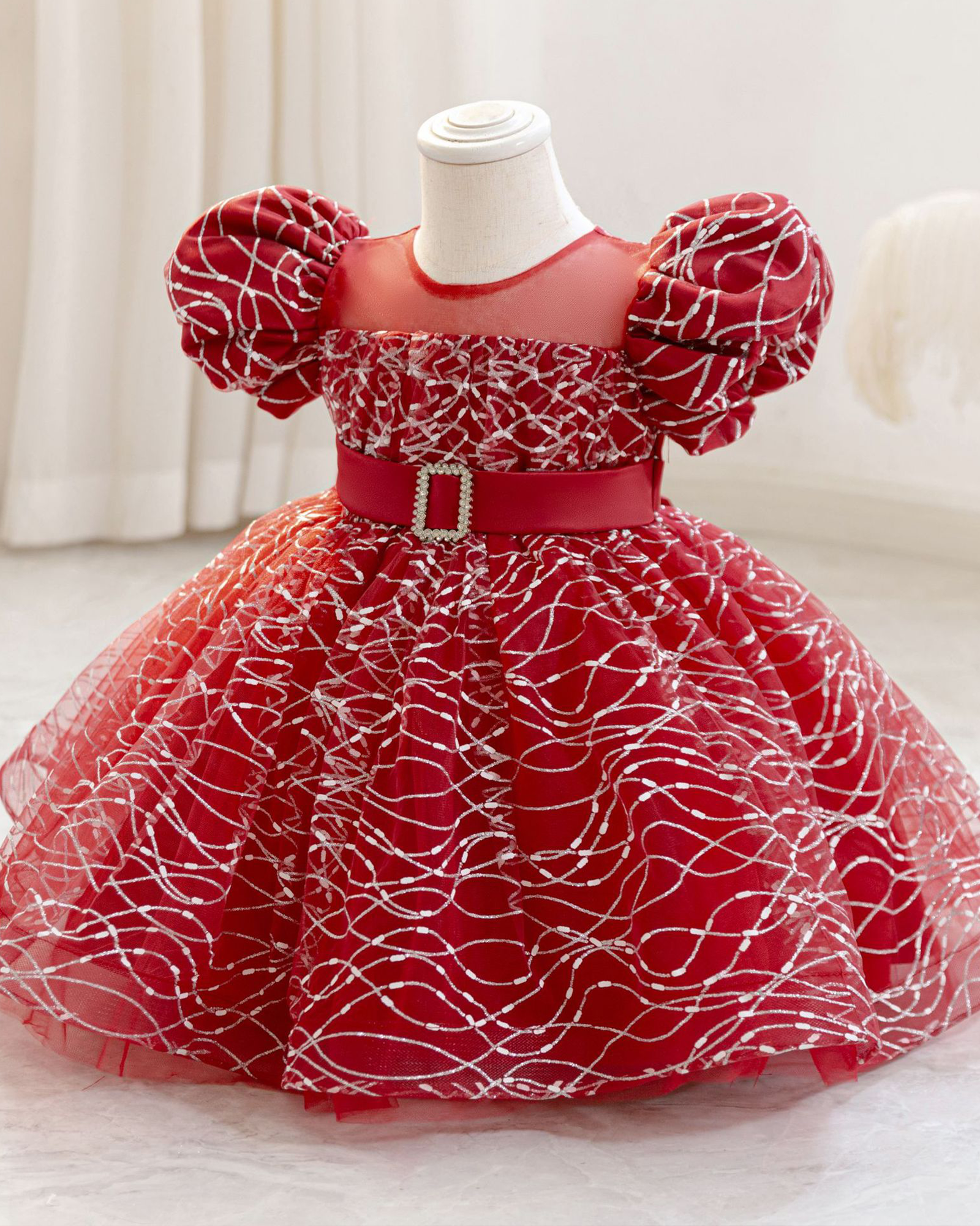 ✨Wave Sequin Ballgown – Satin Sash Magic ✨