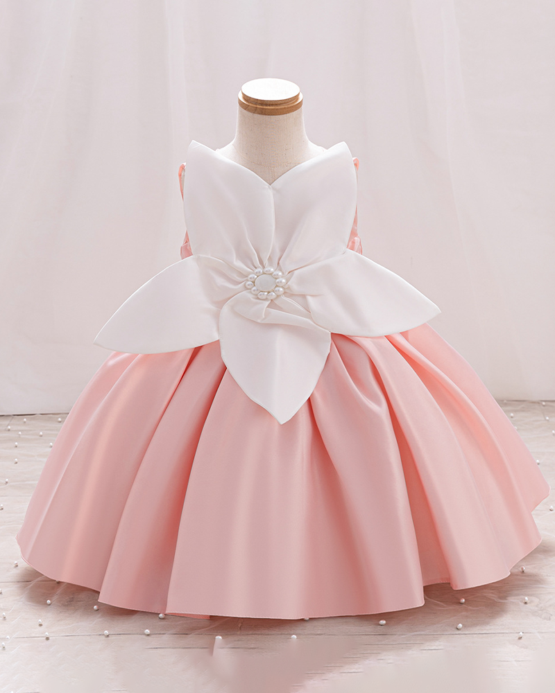 🌺Royal Bloom: Satin Princess Gown with Bold 3D Corsage & Contrast Hem ✨
