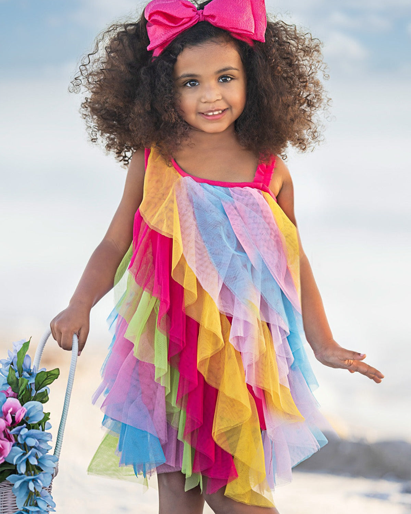 🌈Rainbow Ripple" Tiered Mini Dress – Summer Joy in Motion🌈