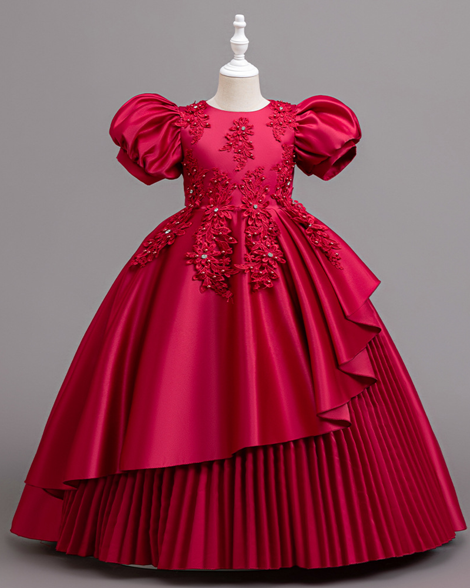 🌹Satin Embroidered Dress – Tiered Ruffle Elegance 🌹