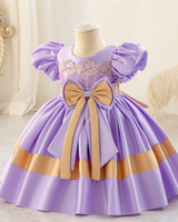 🌸Contrast Bow Princess Dress – Floral Cutout Details 🌸
