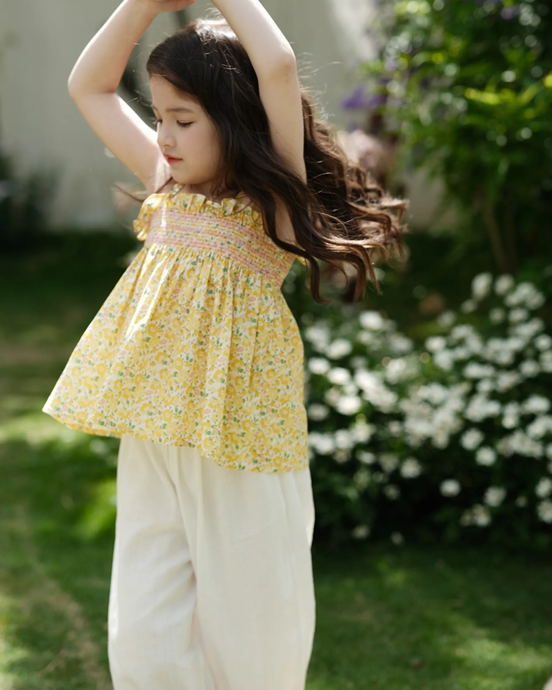 🍯 French Bloom Camisole – In Okra Yellow Whispers 🌼