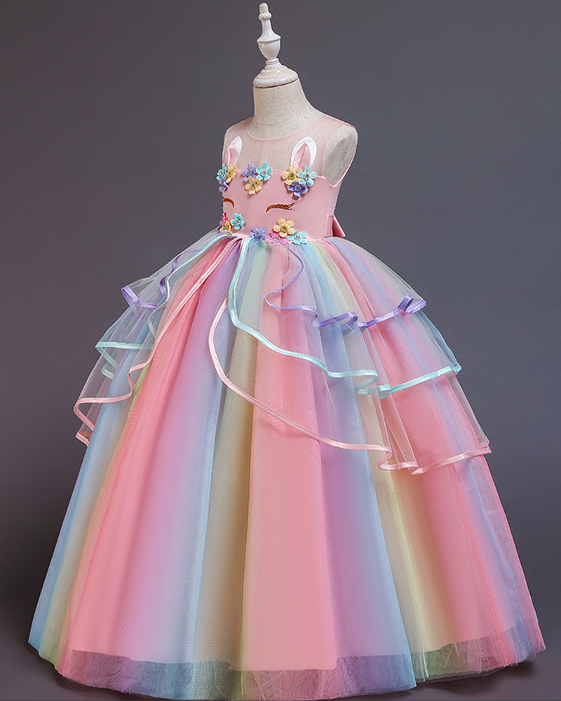🐰Bunny Bliss : Colorful Gradient Tulle Dress for Little Princesses ✨