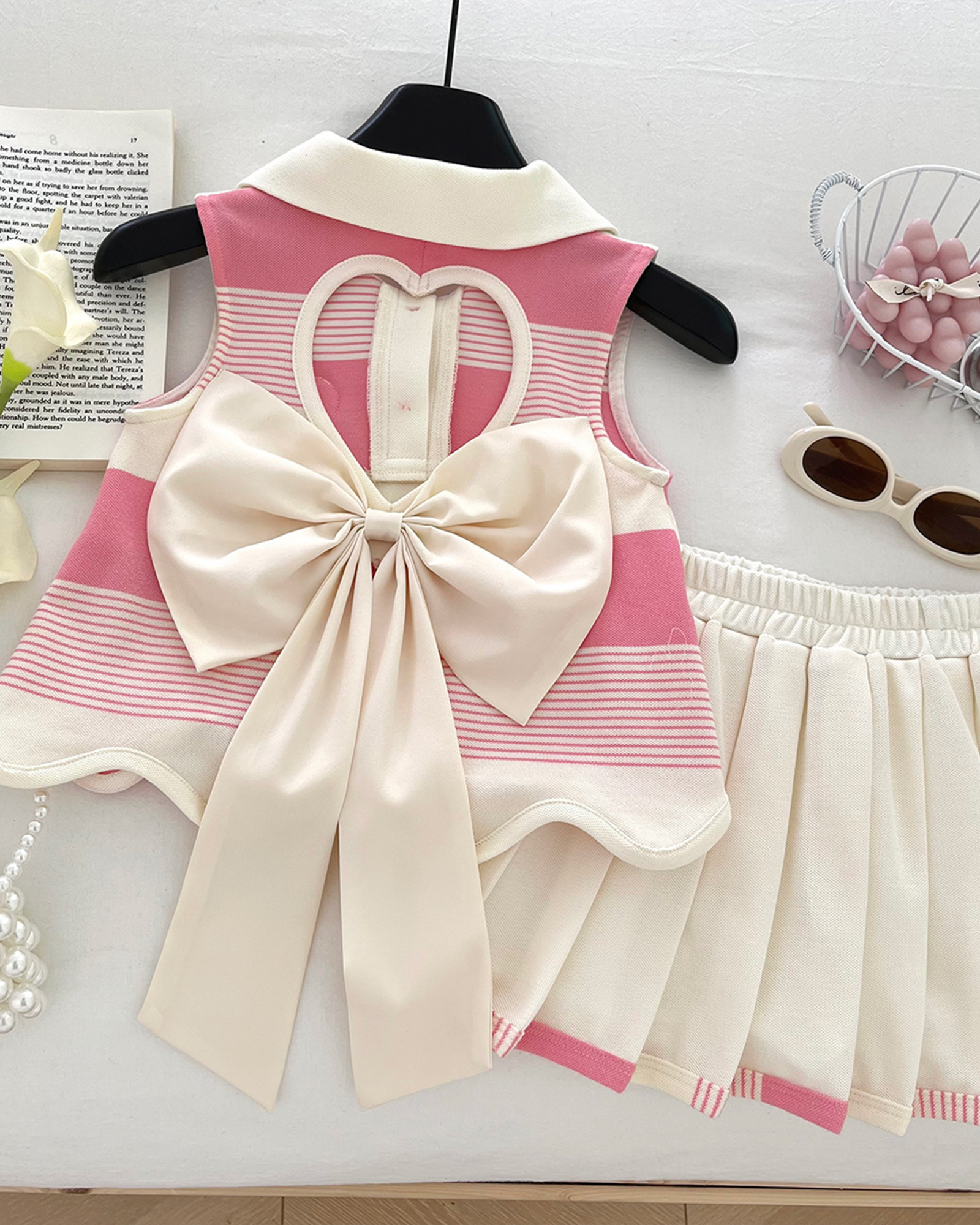 🌊 Striped Bow Set – Beachy Vibes ✨