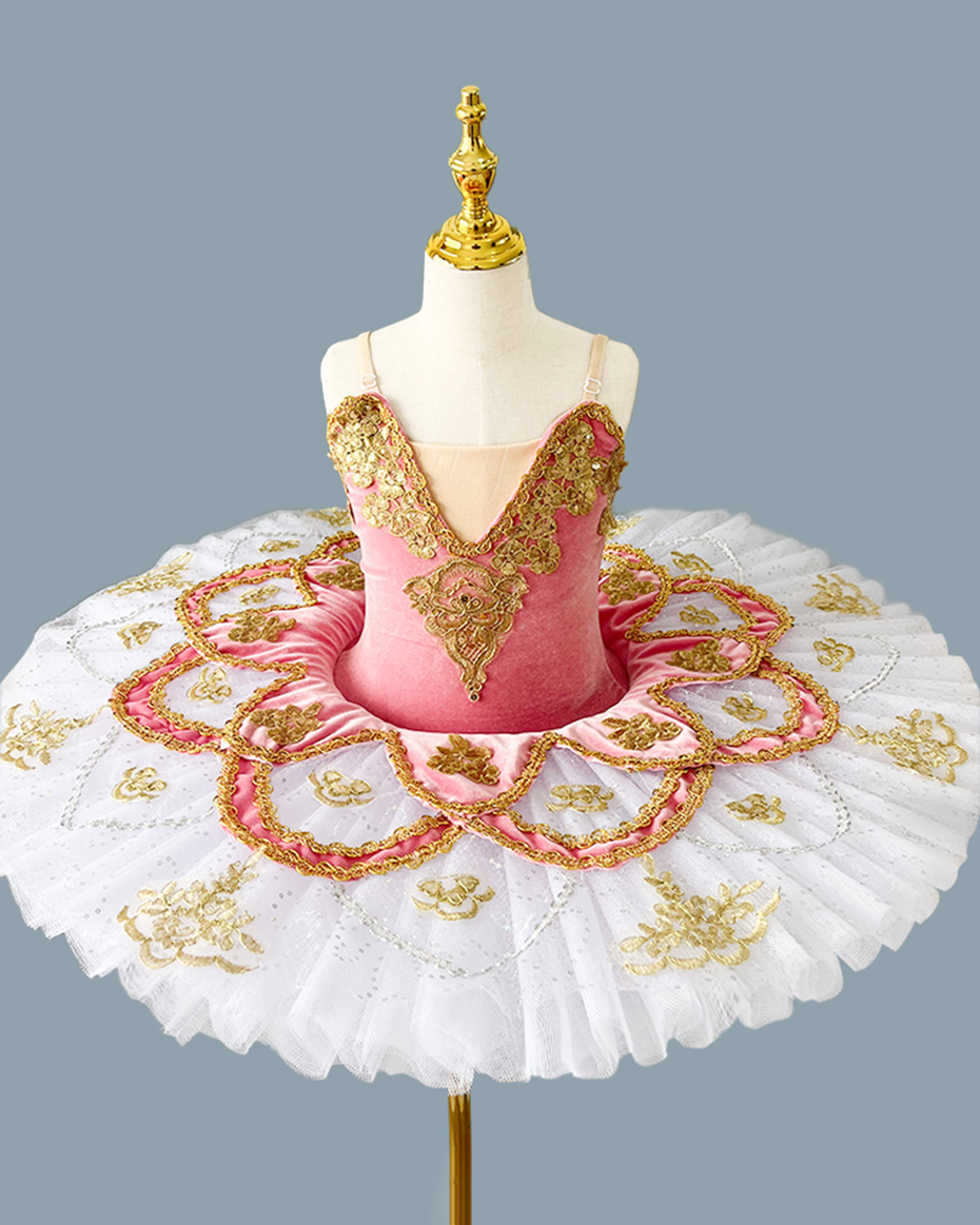 🌟 Swan Tutu Dress – Gold-Embroidered Elegance 🌟