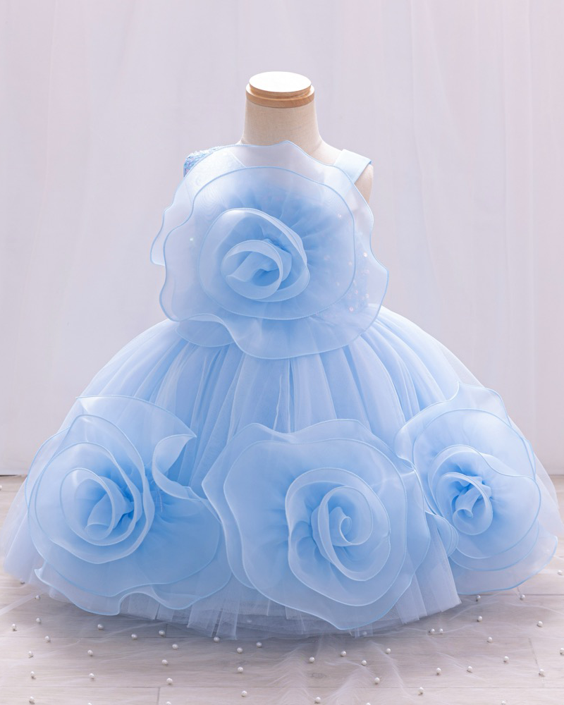 🌸Blooming Fantasy : 3D Floral Princess Dress with Voluminous Tulle Skirt 👑