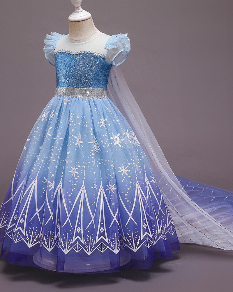 💎Frozen Fantasy : Elsa-Inspired Sparkle Tulle Dress for Little Queens ✨