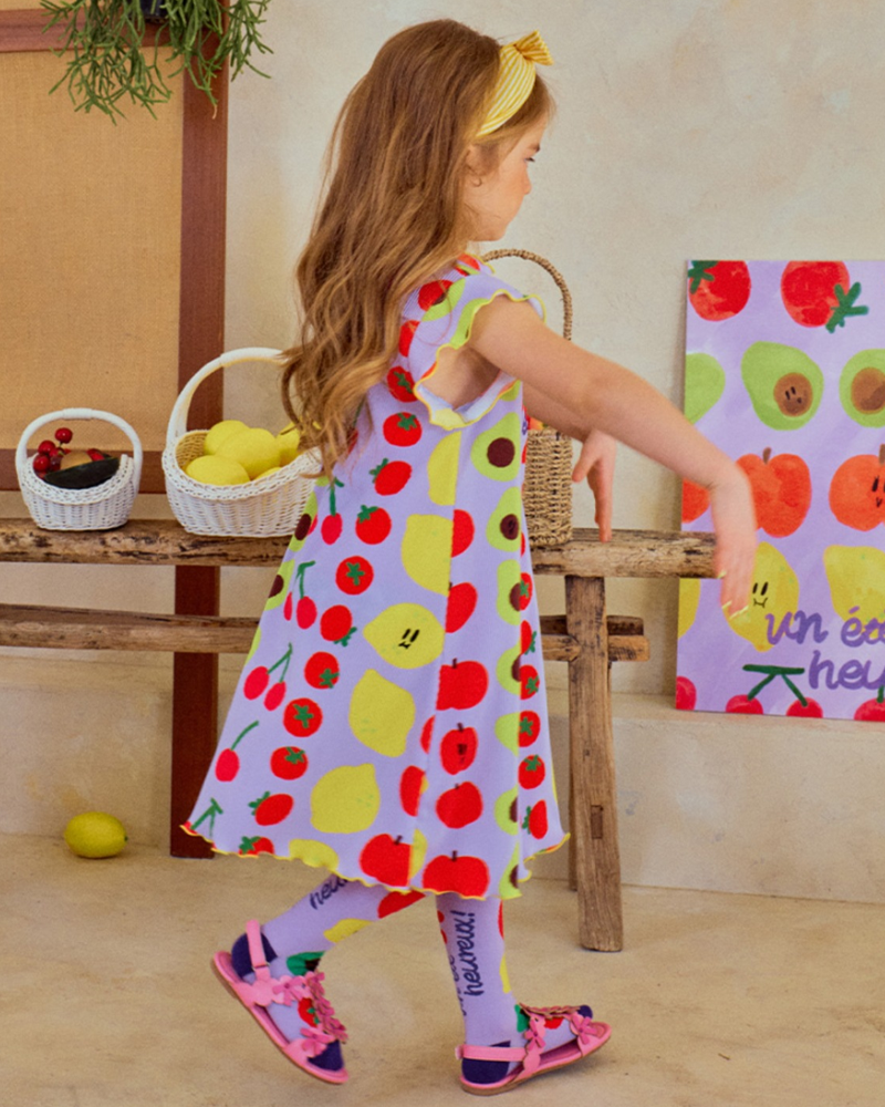 🍒Fruit Party Parade！Cute Dress with Dancing Cherry & Lemon Prints🎉