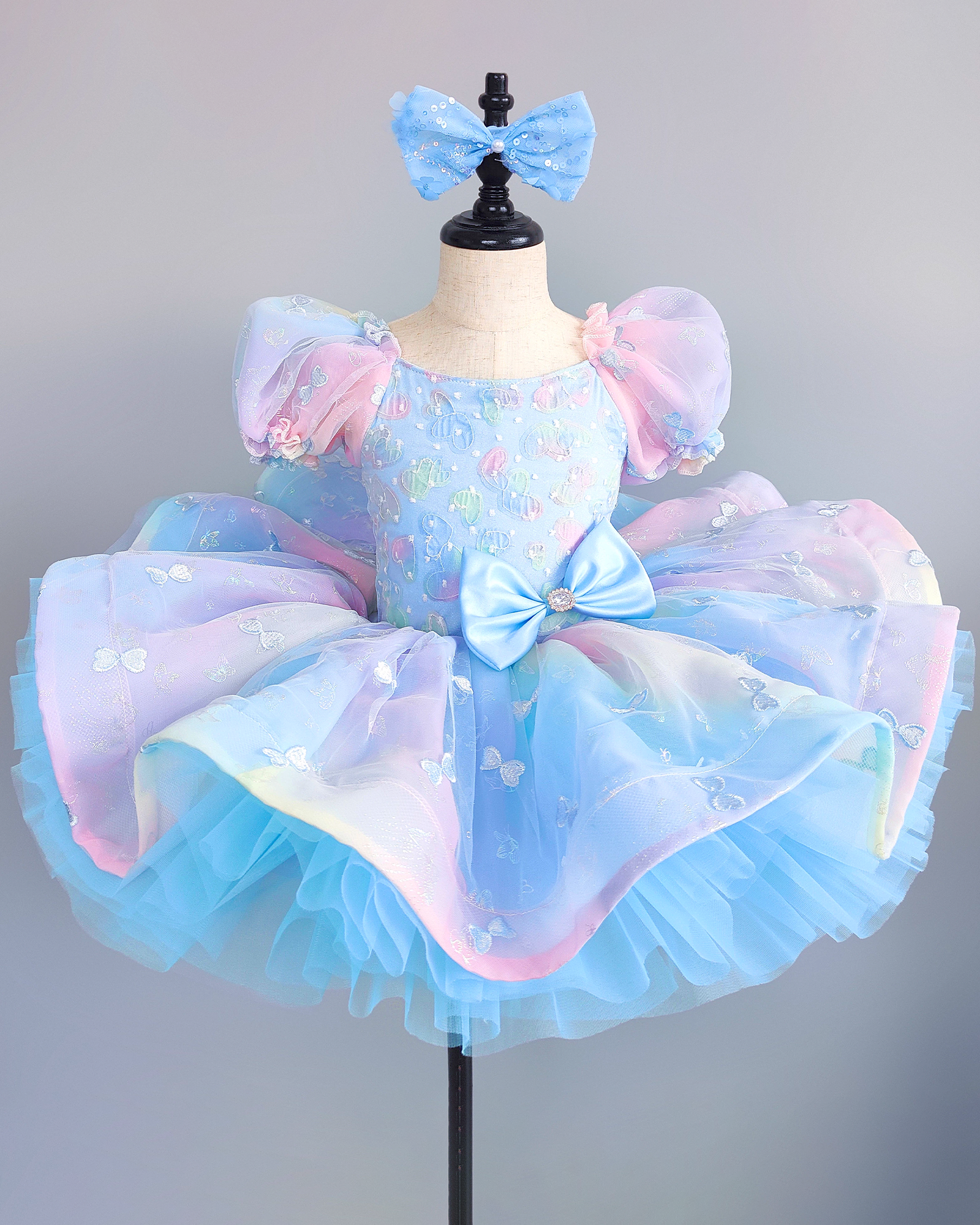 🦋 Rainbow Tutu Dress – Heart & Bows Ballet 🌟