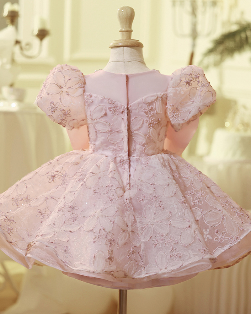 🦋Sophistication Bloom: Tone-on-Tone Embroidery Dress with Architectural Bow🌸
