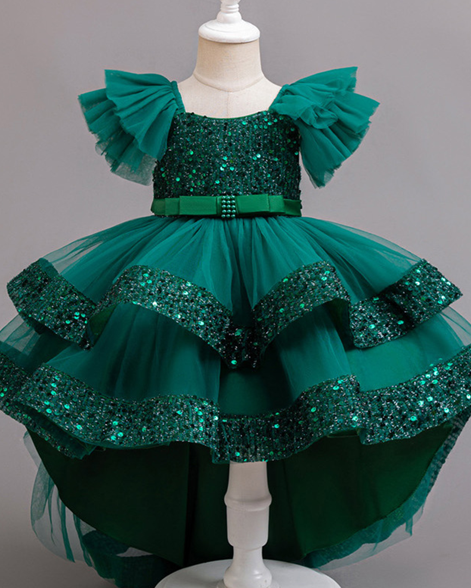 ✨High-Low Majesty: Double-Layer Tulle Gown with Cascading Back 👑