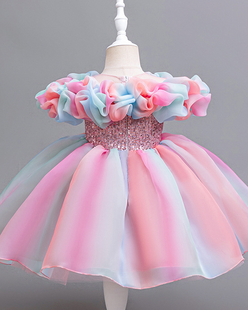 ☁️Cotton Candy Dream: Puffy Pastel Cloud Dress with Fluffy Layers🌈