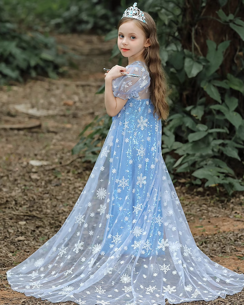 ❄️Frozen Enchantment" Elsa Dress – A Dream in Ice Blue❄️