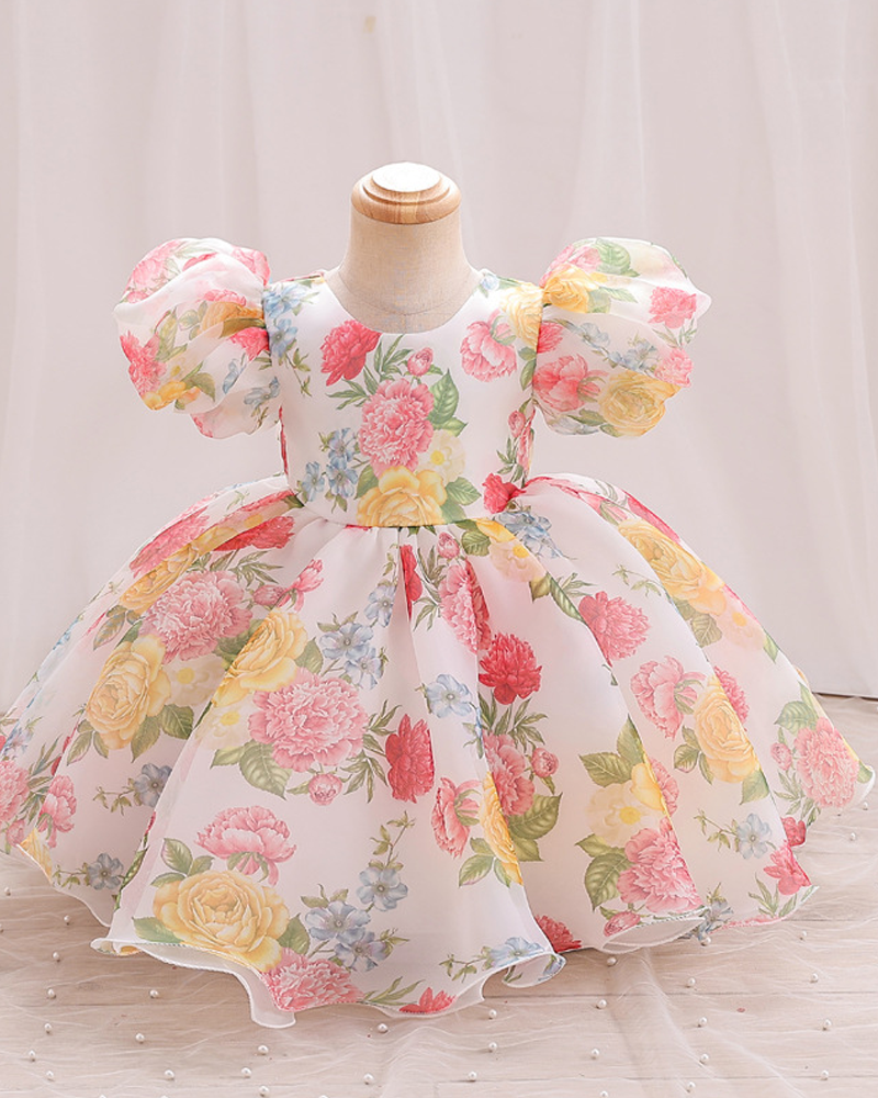 🌸 Puff Sleeve Print A-Line Dress – Sweet, Simple & Twirl-Ready ✨